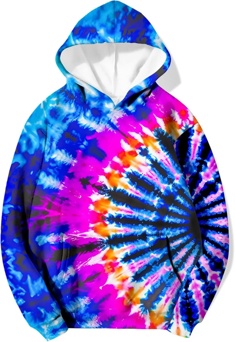 Kids Tie Dye Hoodie Sweatshirt for Boys Girls Hooded Kangaroo Pocket Pullover Hoodies