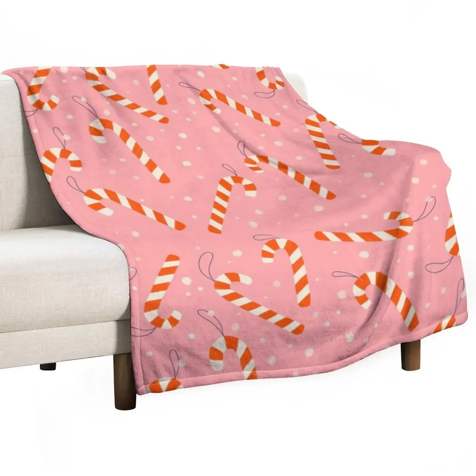 Manta fina con patrón de bastón de caramelo, cama, sofá, mantas de moda, Rosa y Rojo