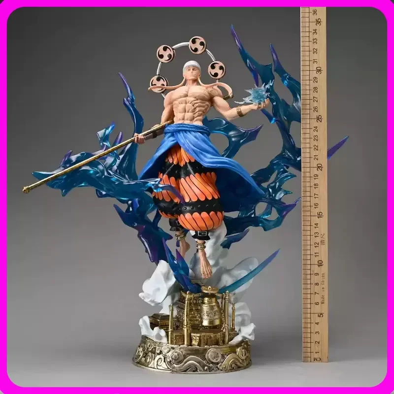 

38cm One Piece Enel Light Up Action Figure Thunder God Statue With 3 Interchangeable Heads Led Glow Anime Model