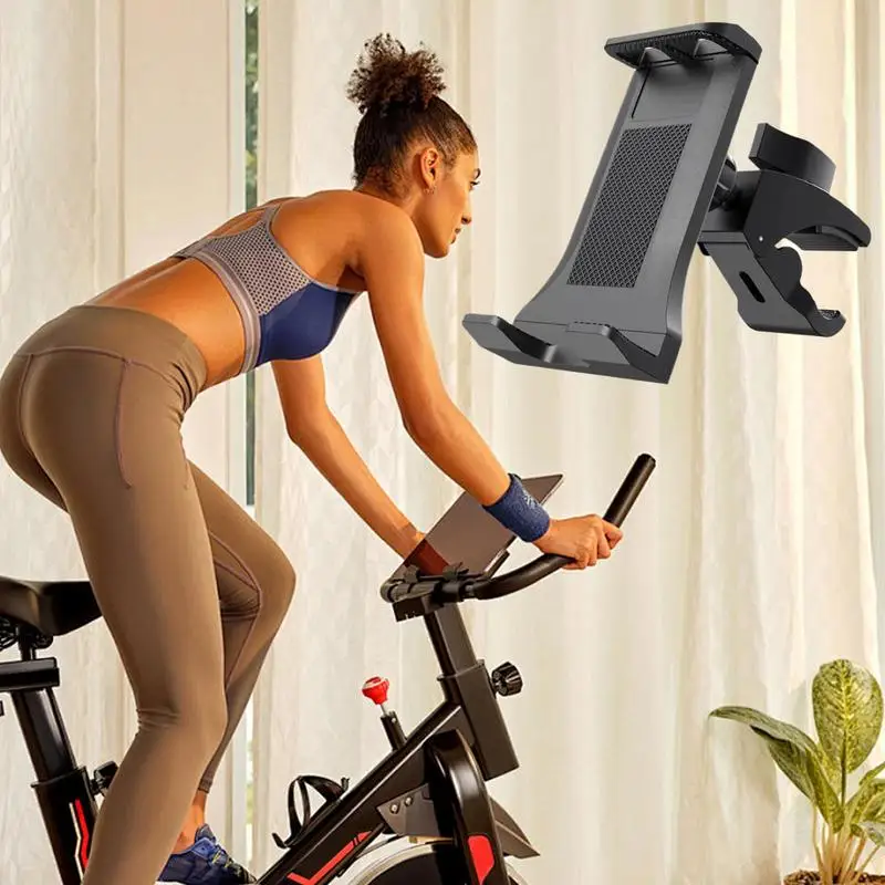 Gym Treadmill Phone Holder Handlebar Cell Phone Clamp Fitness Phone Mount Exercise Phone Stand Convenient Cellphone Holder For