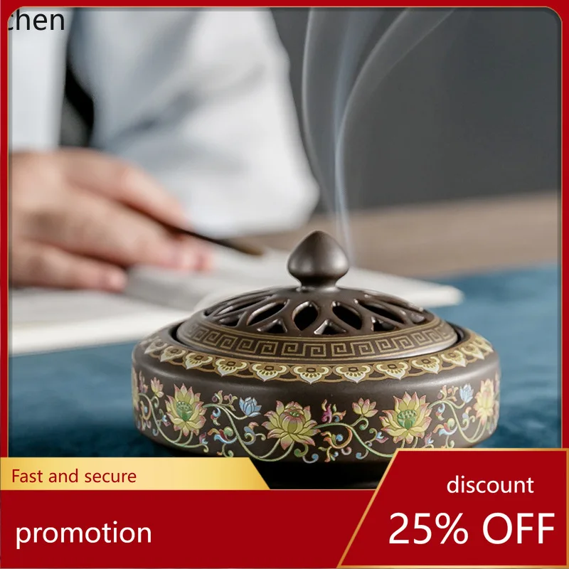 

Cz cloisonné incense burner backflow aromatherapy burner creative home furnishing enamel color