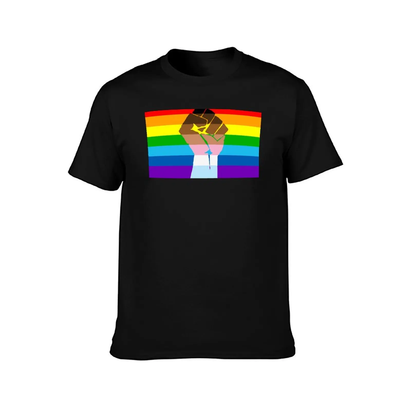 Intersectional Egalitarian Rainbow Fist T-Shirt Urban Style Print T-Shirt