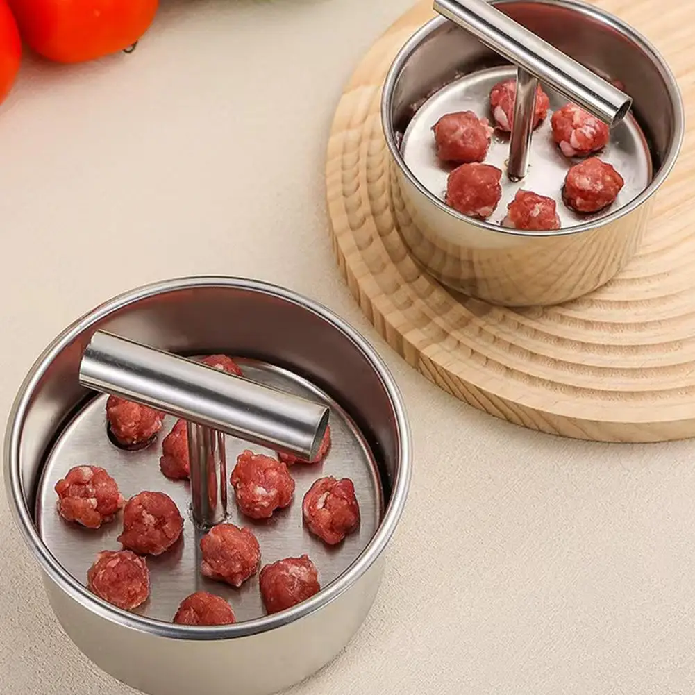 2Pcs ﻿Home Stainless Steel Meatball Press Creative Manual Meatball Maker For Home Use Makes Multiple Meatballs At Once