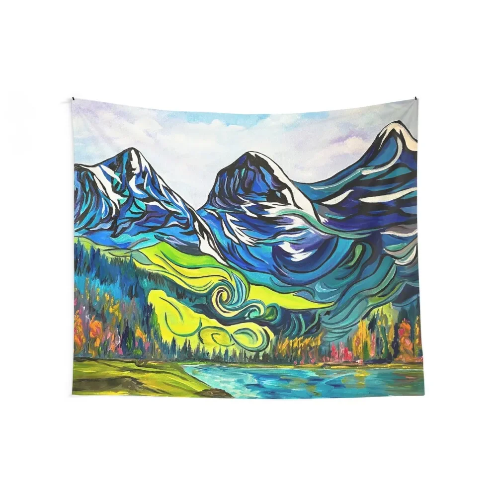 We Three Sisters Canadian Rockies colourful abstract mountains Tapestry Cute Room Decor Home Supplies Tapestry