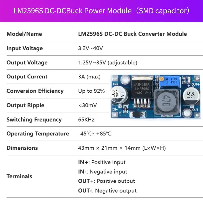 10 SZT. LM2596S DC-DC Przetwornica Obniżająca Napięcie Regulowany Moduł Zasilania — zdjęcie produktu 2