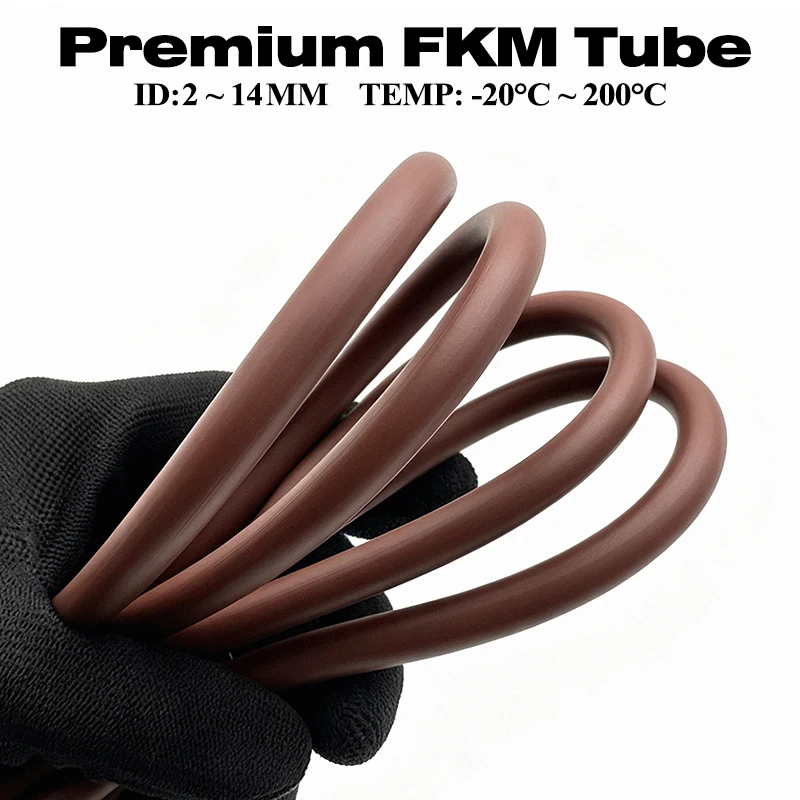 Brown FKM Fluorine Rubber Hose ID 2~14mm High Temperature Oil Acid Alkali Resistant Anti‑Aging Tubing for  Automotive Fuel line