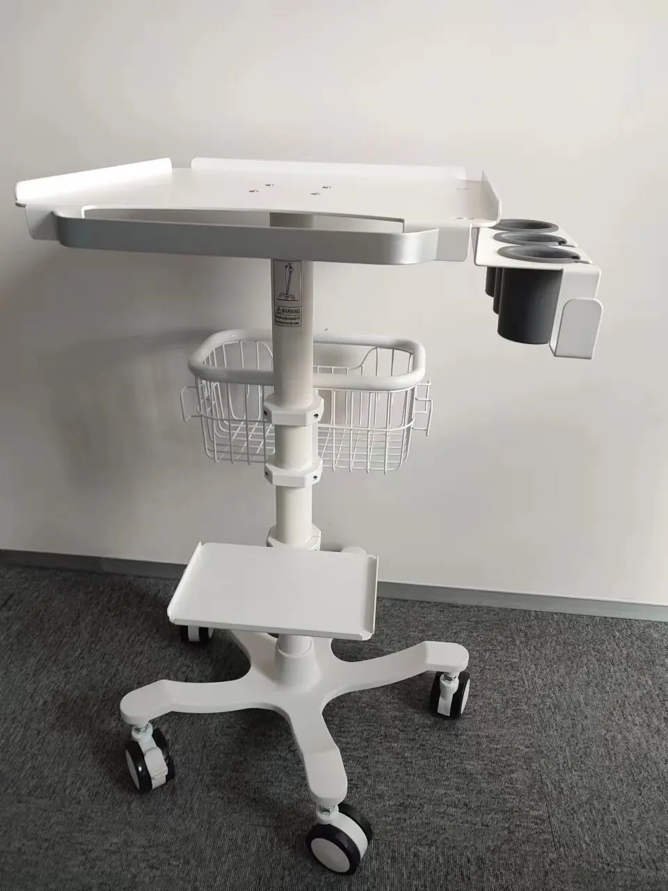 China manufacturer in stock ultrasound portable medical trolley  stand with basket