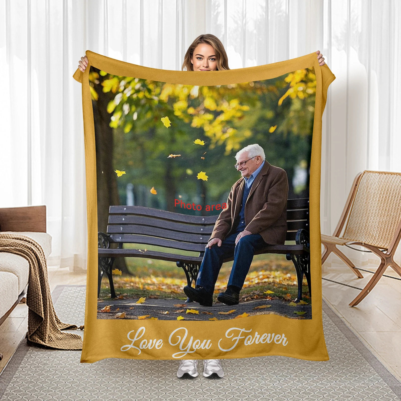 

High Quality Customizable Blanket Ideal For Grandpa Upload A Photo Strengthen Family Bonds