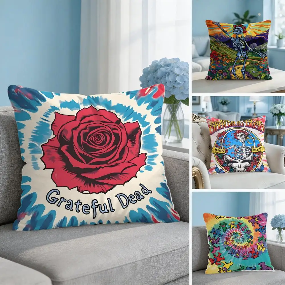 Rock Band G-Grateful Dead Cushion Cover Soft Short Plush Throw Pillow Cover Hidden Zipper Cutecore Sofa Bedroom Home Decor