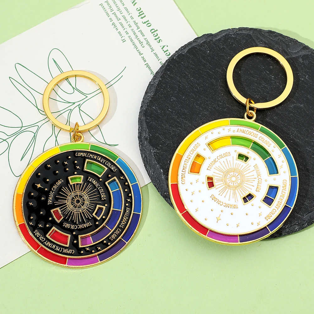 Kreativer Drehbarer Bunter Rad-Schlüsselanhänger Regenbogen-Drehrad Farbrad-Charm Schlüsselketten Ästhetische Schlüsselringe Kunstgeschenke für Künstler – Detail 4