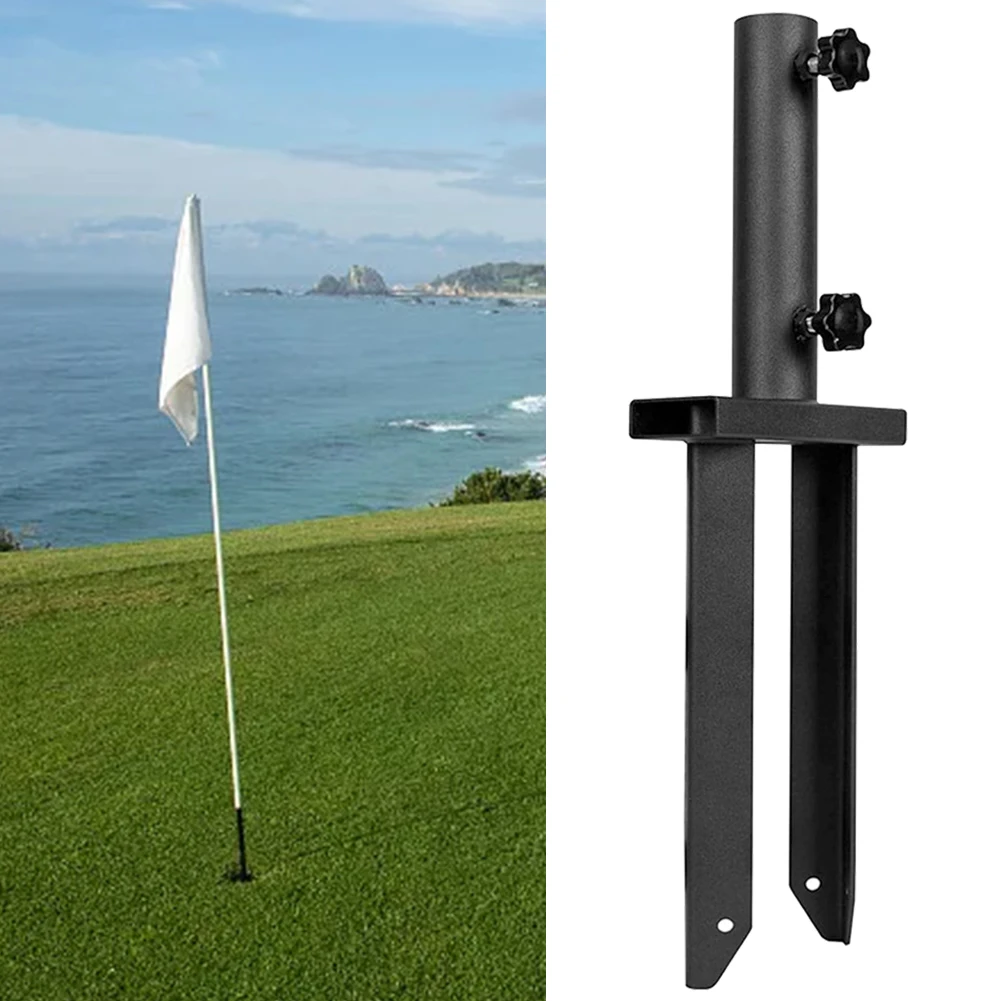 Black Iron Flag Pole Ground Spike With Knobs For House Yard Sign Umbrella Bird Feeder Fishing Rod Support Garden Decor Items