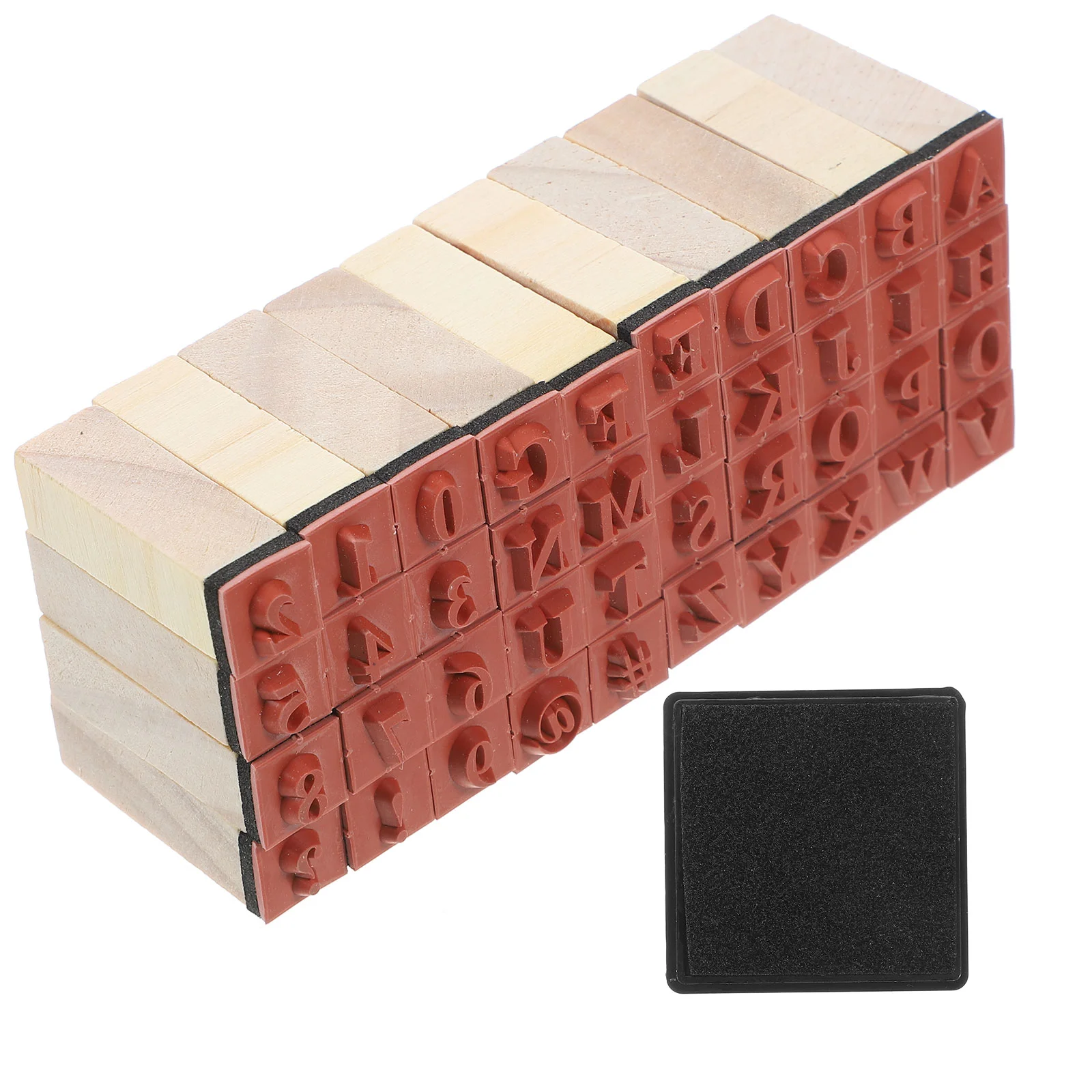 Juego de sellos de alfabeto artesanales con letras del alfabeto de madera, suministros para álbum de recortes, herramientas para diario, juego de sellos de madera, 40 Uds.