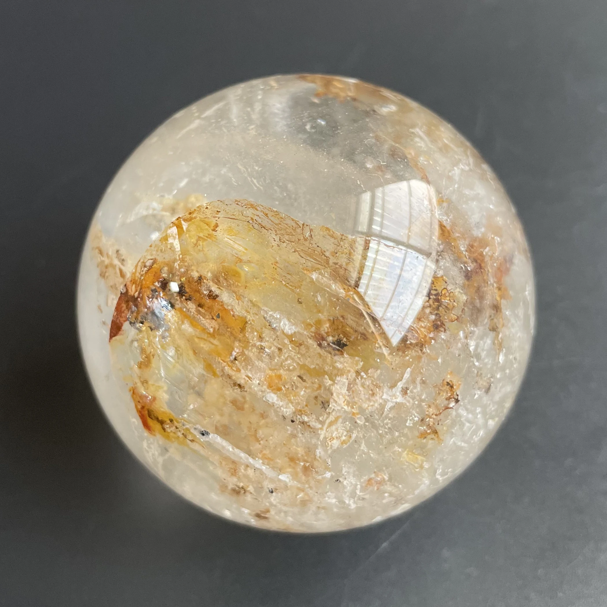 260g Natural Crystal Ball Fire Clear Quartz Sphere Rainbow Polished Reiki Healing Exquisite Room Decor Z1326