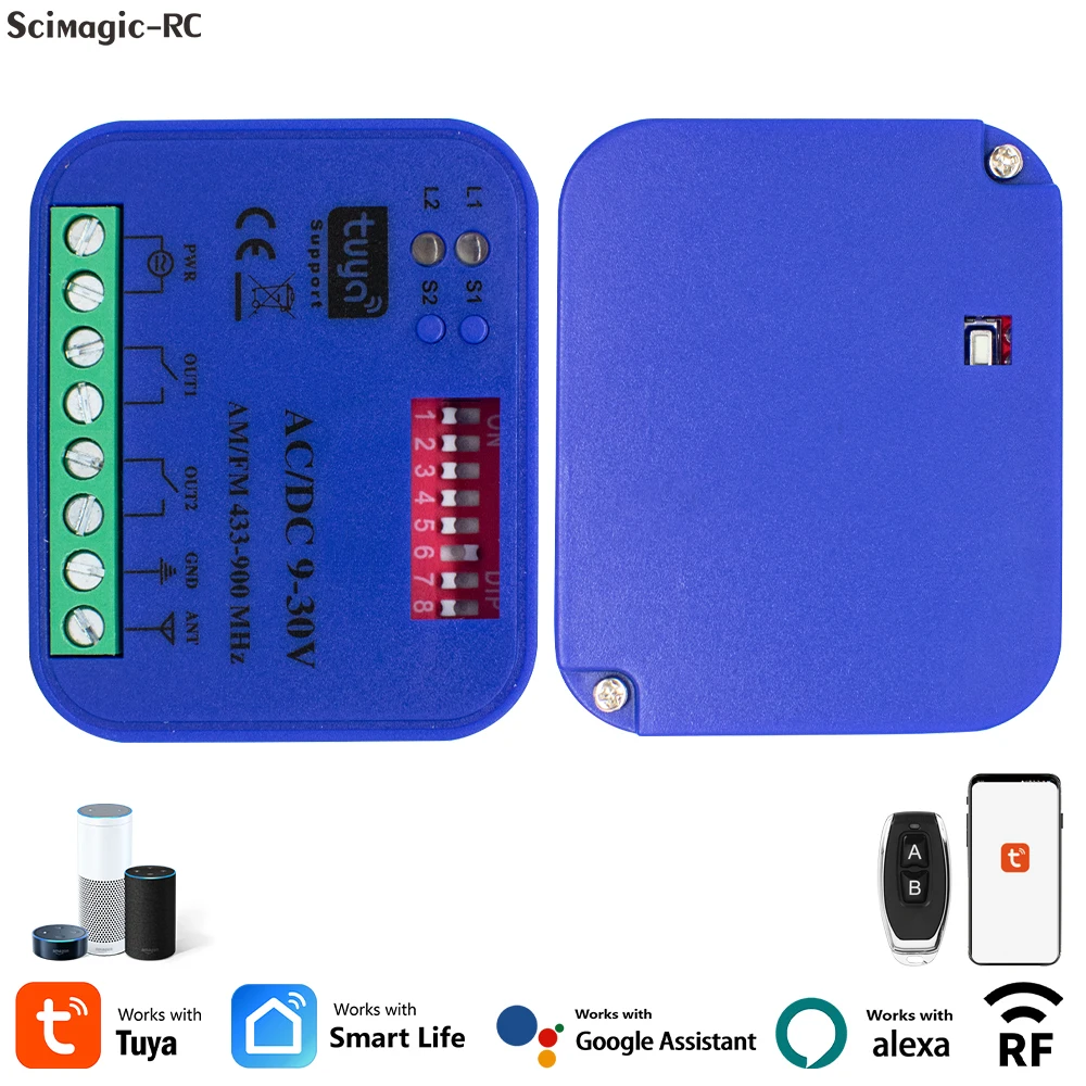 Tuya WIFI Universal Garage Remote Control Receiver Smart Controller For 300MHz-868MHz Garage Door Opener Handheld Transmitter
