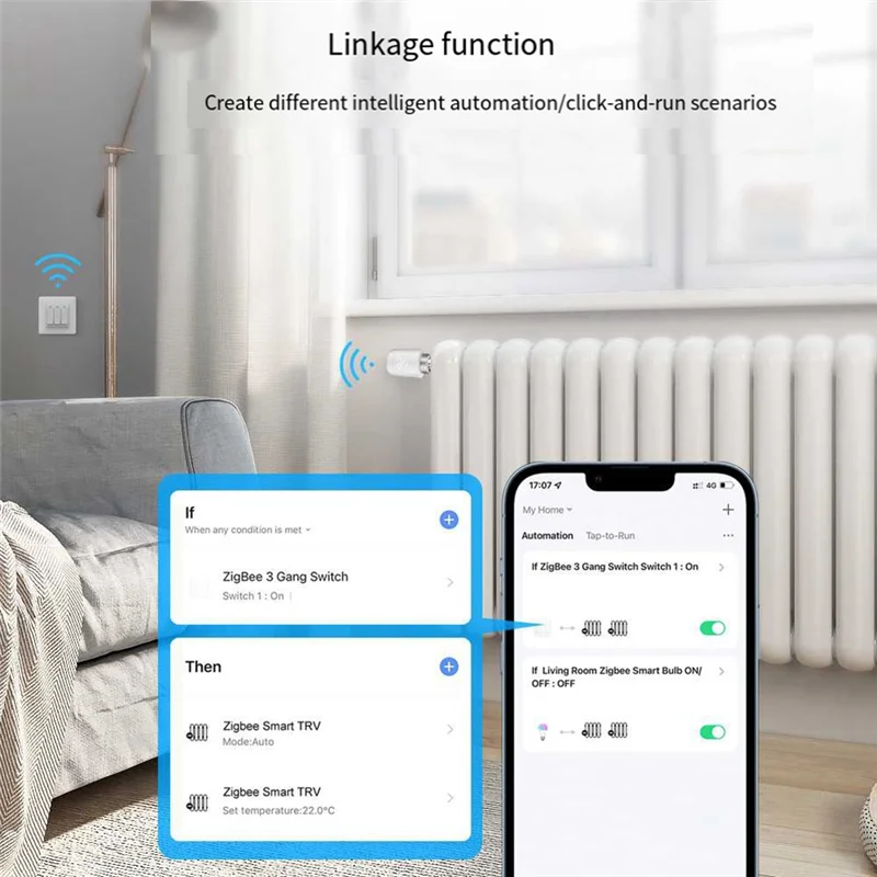 AB15-1 pieza Tuya Zigbee válvulas termostáticas para radiador plástico blanco Control por aplicación termostato de calefacción controlador de temperatura