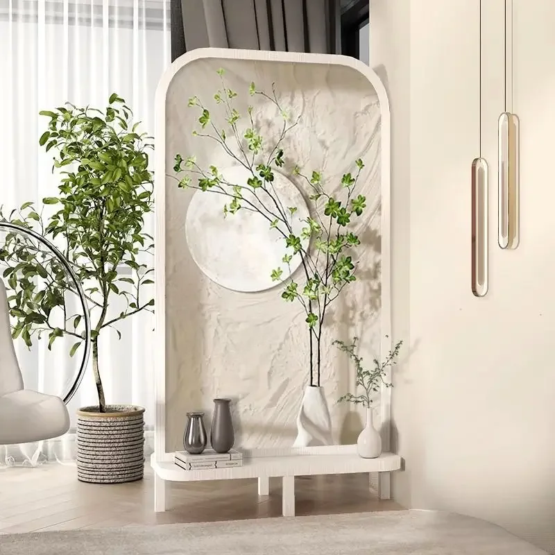 Cream style movable screen partition living room Nordic green plant entrance foyer bedroom decoration covering storage seat