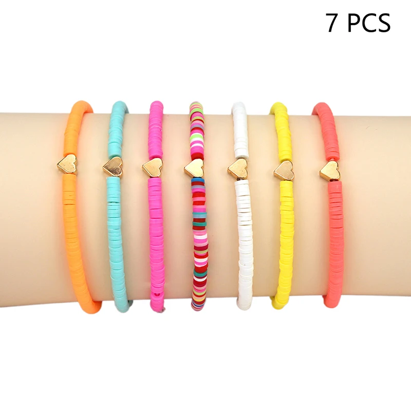 

7 PCS Anklet Cross Knot Alloy Rhinestone Bead Processing Combination Making Colorful Soft Ceramic Bracelet