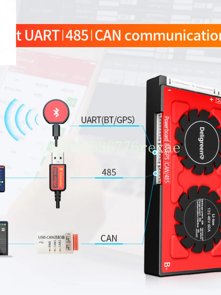 Faster Cooling Lithium Battery RV Electric MotorcycleCD Best Seller BMS 17S 80A 100A 120A with Fan UART 485 60V