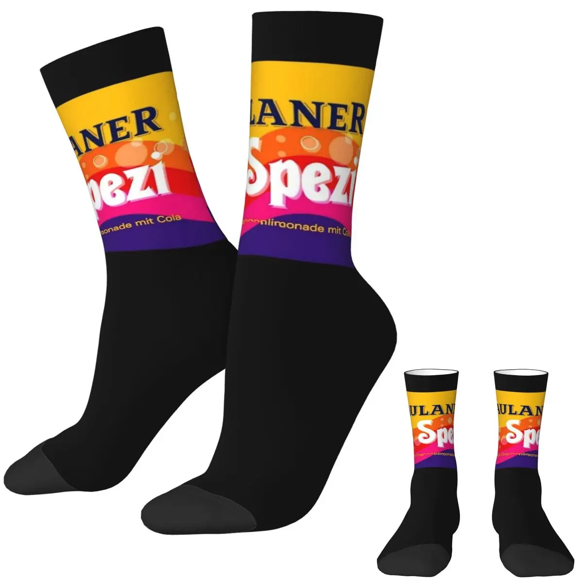 Paulaner Spezi-Chaussettes imprimées coordonnantes pour hommes, bas de course, chaussettes de sport, mode automne, chaussettes douces moyennes