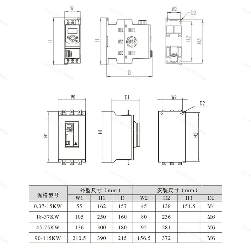 380V Three-phase Motor Between 304-456V Built-in Bypass Soft Starter Cabinet 5.5/7 5/11/15 KW