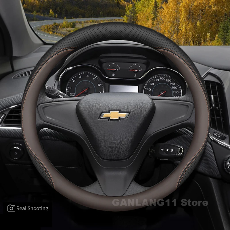 

Leather Car Steering Wheel Cover For Chevrolet Silverado HD 2010-2024 2025 Auto interior Chevrolet Silverado Accessories 2025