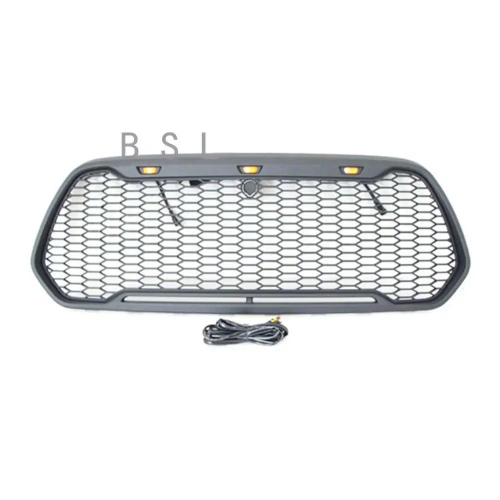 Car ABS Black Or Grey W/LED Light Front Mesh Grill Mask Bumper Grille Fit For Ford Transit Custom (North US Version) 2014-2021