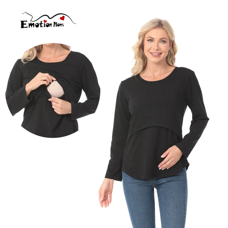 

Plus Size Spring Autumn Long Sleeve Maternity Clothes T-shirt Pregnancy Breastfeeding Clothes Cotton Nursing For Pregnant Women