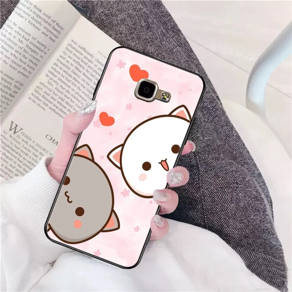 Cartoon Peach Mochi Cat Phone Case For Samsung A 10 11 12 13 20 21 22 30 31 32 40 51 52 53 70 71 72 73 91 13 Shell