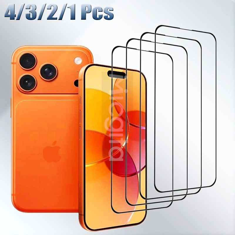 Полный клей для Apple iphone 17 Pro Max, стекло экрана 6,9 дюйма, защитная пленка 9H, закаленное стекло с защитой от царапин, полное покрытие, 4/3/2/1 шт. Полный клей для Apple iphone 17 Pro Max, стекло экрана 6,9 дюйма, защитная пленка 9H, закаленное стекло с защитой от царапин, полное покрытие, 4/3/2/1 шт.