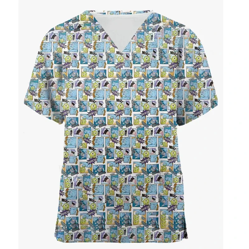 توي ستوري 4 عيادة مستشفى ممرضة عمال ثلاثية الأبعاد تي شيرت مطبوع المرأة الخامس الرقبة جيب الملابس الطبية التمريض العلوي العمل