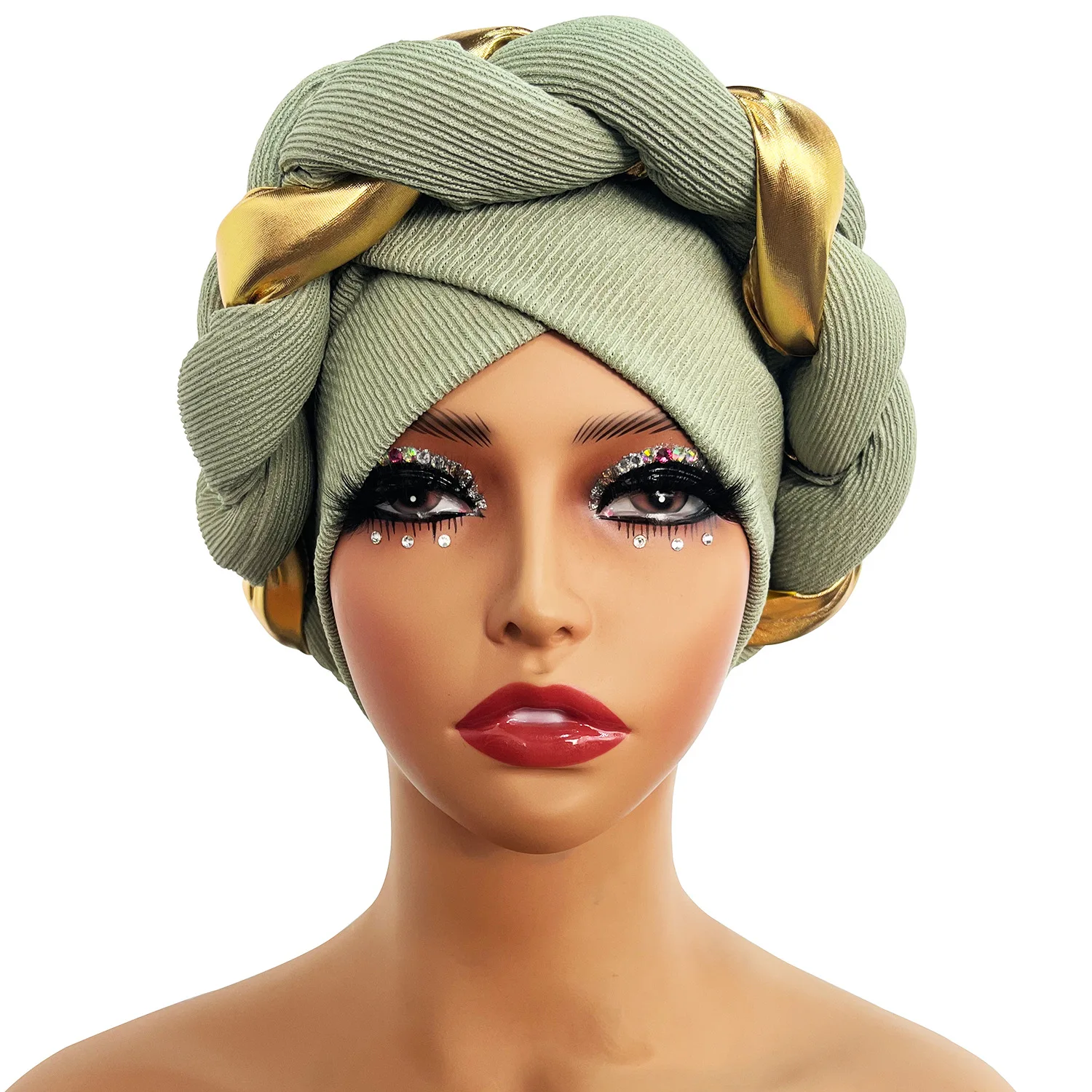 Elegante Turban Kappe Frauen Headwrap Motorhaube Afrikanische Dame Kopf Wraps Muslimischen Turbane Hut Abend Party Autogele Kopfbedeckung – Detail 12