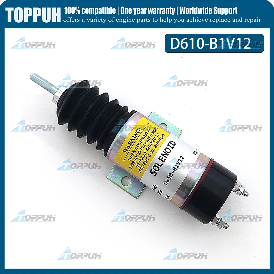 

New 12V Dual Coil Pull Solenoid D610-B1V12 D610B1V12 for Kubota D905 Engine 2 Terminals