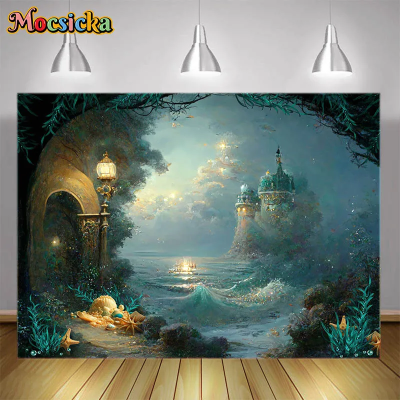 

Fairy Tale World Photography Backgrounds Magic Castles Forests Streetlights Shells Pearls Shooting Props Kid Portrait Photobooth