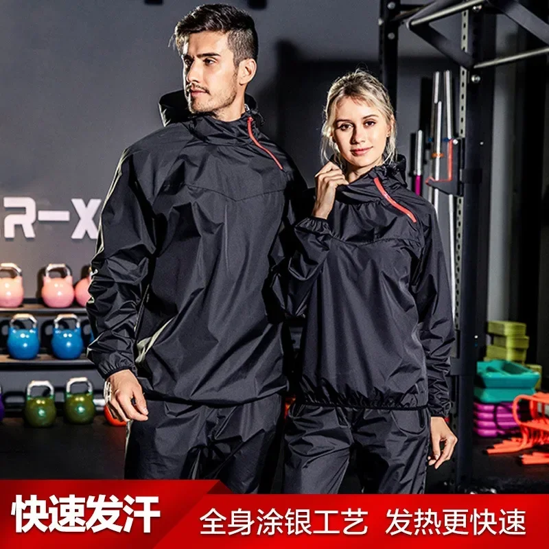 Sweat Robe Men's and Women's Running Training Yoga 2-piece Set, Sweat Robe Exercise Fitness Sweat Robe Burn Fat Weight Loss