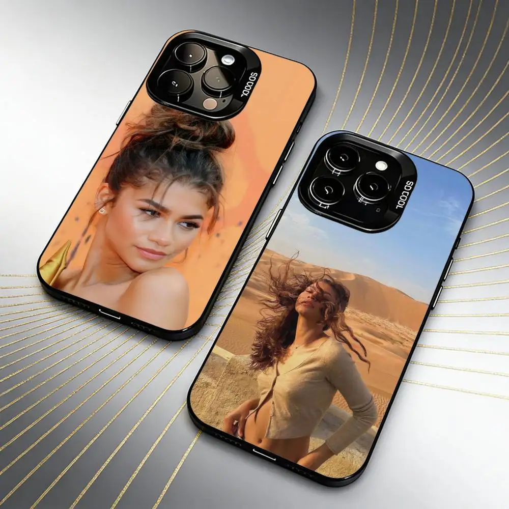 Coque de téléphone antichoc noire mate effet bonbon avec impression Zendaya Euphoria pour iPhone 16 17 15 14 12 13 Pro Max