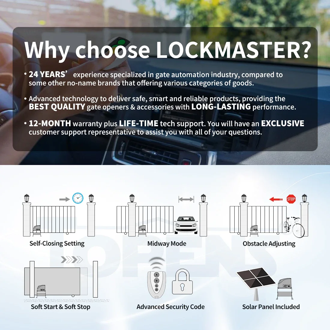 LOCKMASTER DSC500 Chain Driven Sliding Gate Motor Opener Automatic Door Operator