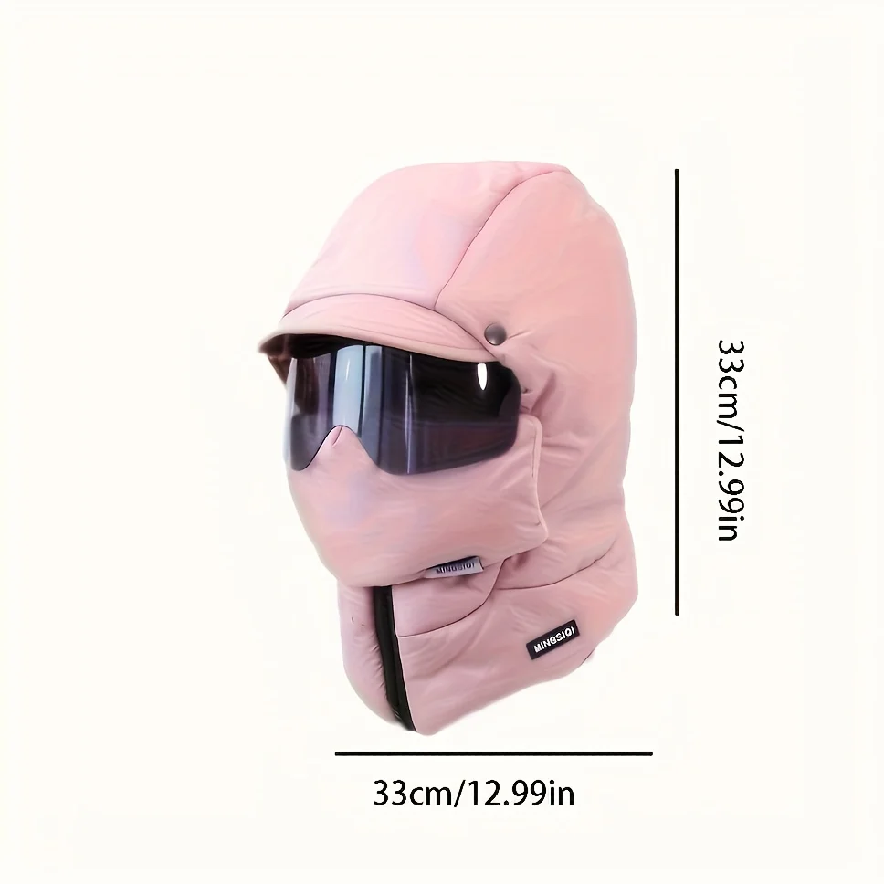 Winter Ski Hat Warm Windproof Full Cover Balaclava Mask with Glasses Adjustable Thermal Plush Thickened Unisex Motorcycle Mask view 6