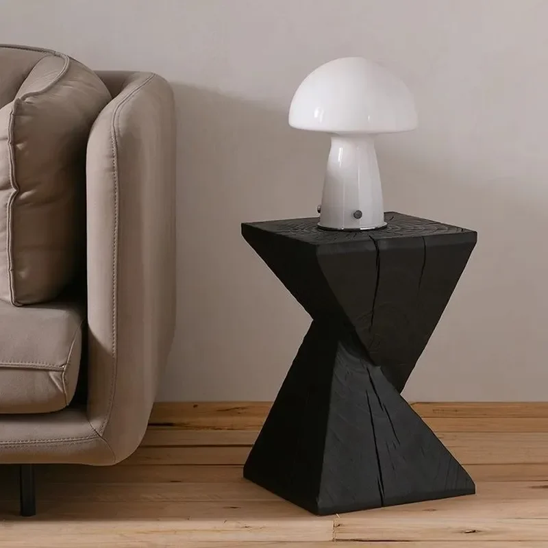 Wabi Sand Wind Creative Carbonized Wooden Pier Sofa Corner Stump Ornament Personalized Low Stool Unique Design Home Decor