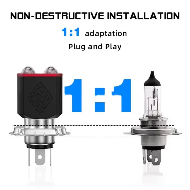 LED دراجة نارية المصباح H4 H6/BA20D ثنائي اللون أبيض أصفر مرحبا لو شعاع عدسة للدراجات النارية العلوي سكوتر الضباب مصباح 2 قطعة #4