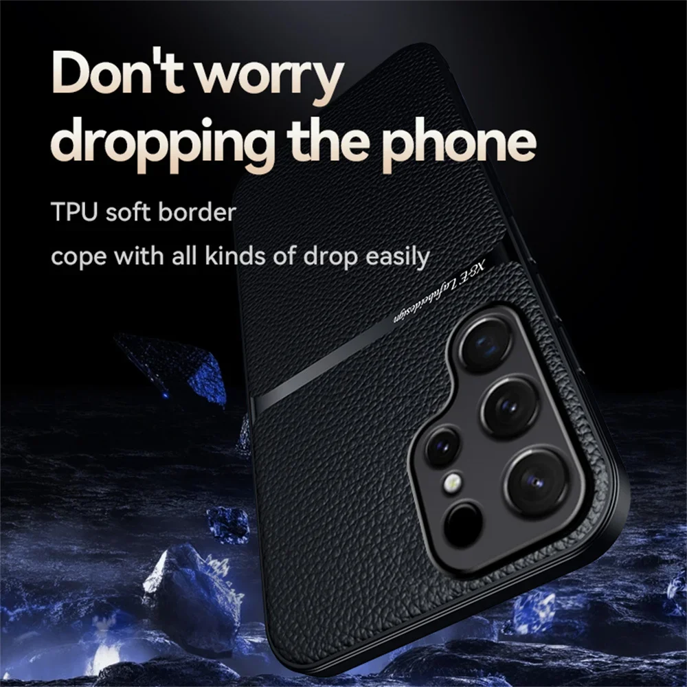 S24 S25 Ultra Leather Case For Samsung Galaxy S25 Edge S24 S23 S21 S22 Ultra Plus S20 FE Shockproof Silicone Back Cover Shell
