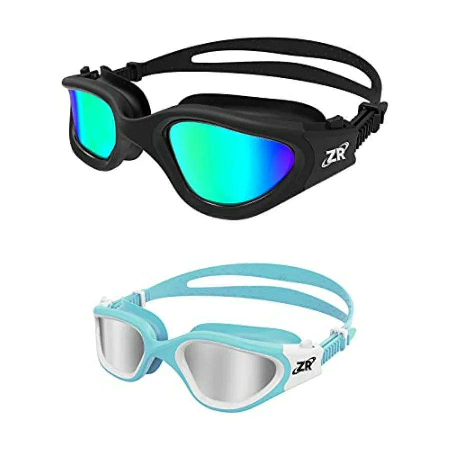 

and Adult Polarized Swim Goggles for Water Sports, PC Lens, Black Frame with Blue Mirror Lens, UV Protection and Anti-Fog