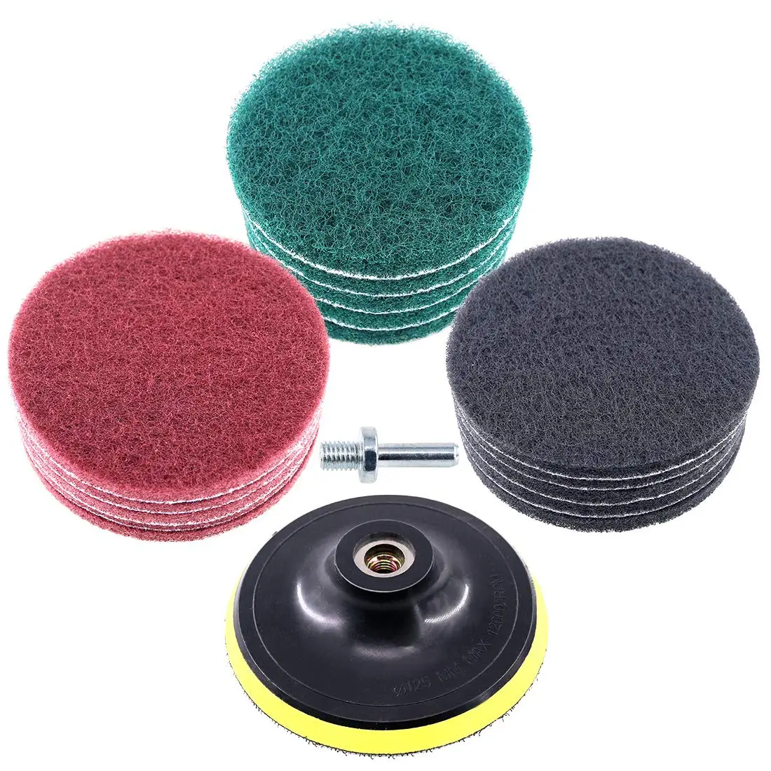 17 Pcs 5 Inch Scrubber Scouring Pads Cleaning Kit with Backing Pad for Car Kitchen Tiles Tubs Glass Stone Porcelain Cleaning