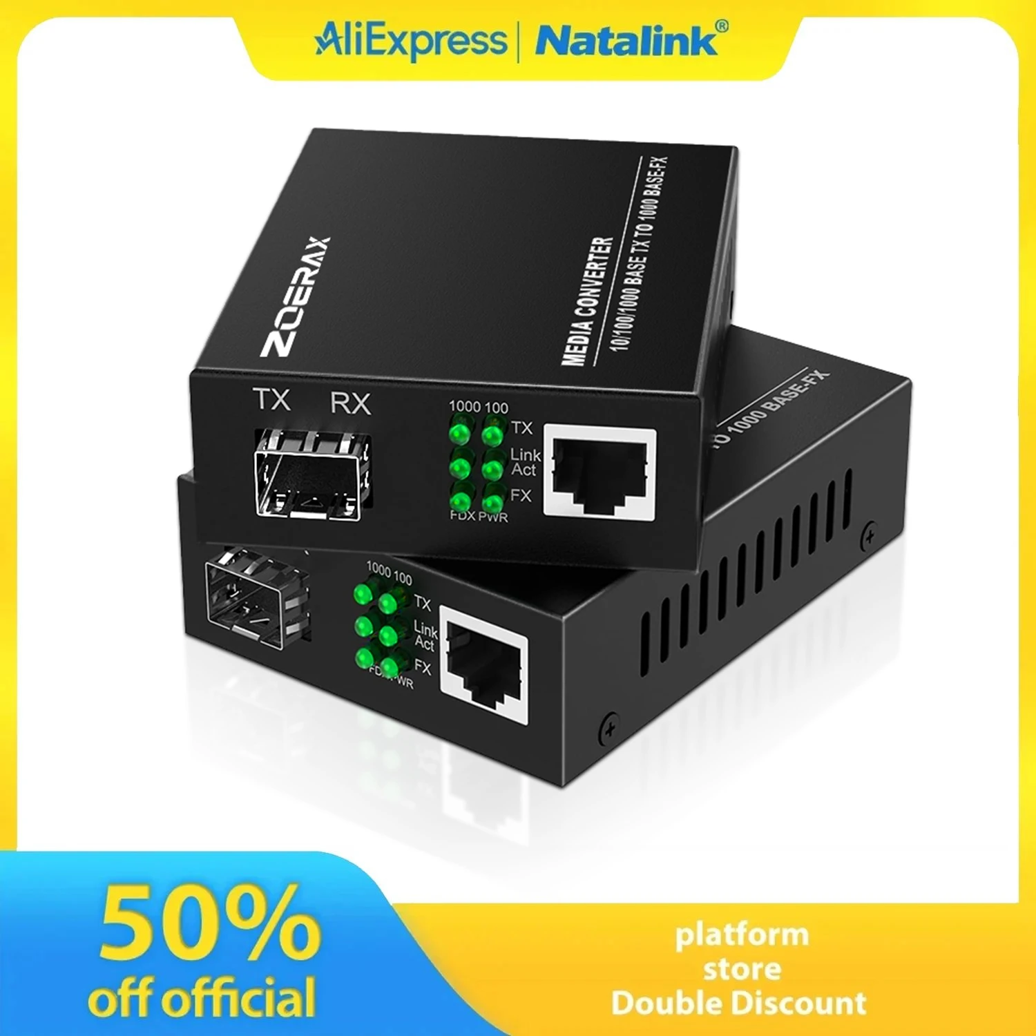 Natalink Gigabit Ethernet Fiber Media Converter Open SFP Slot  RJ45 to 1000Base-SX for 10/100/1000Mbps SC LC  SFP Modules