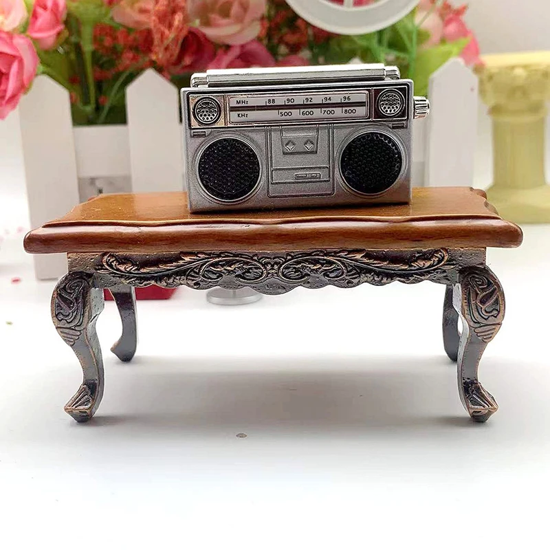 1Pc Dollhouse Miniature Retro Radio Model 1: 12 Mini Simulation Pocket Radio Decor Ornaments Doll Accessories
