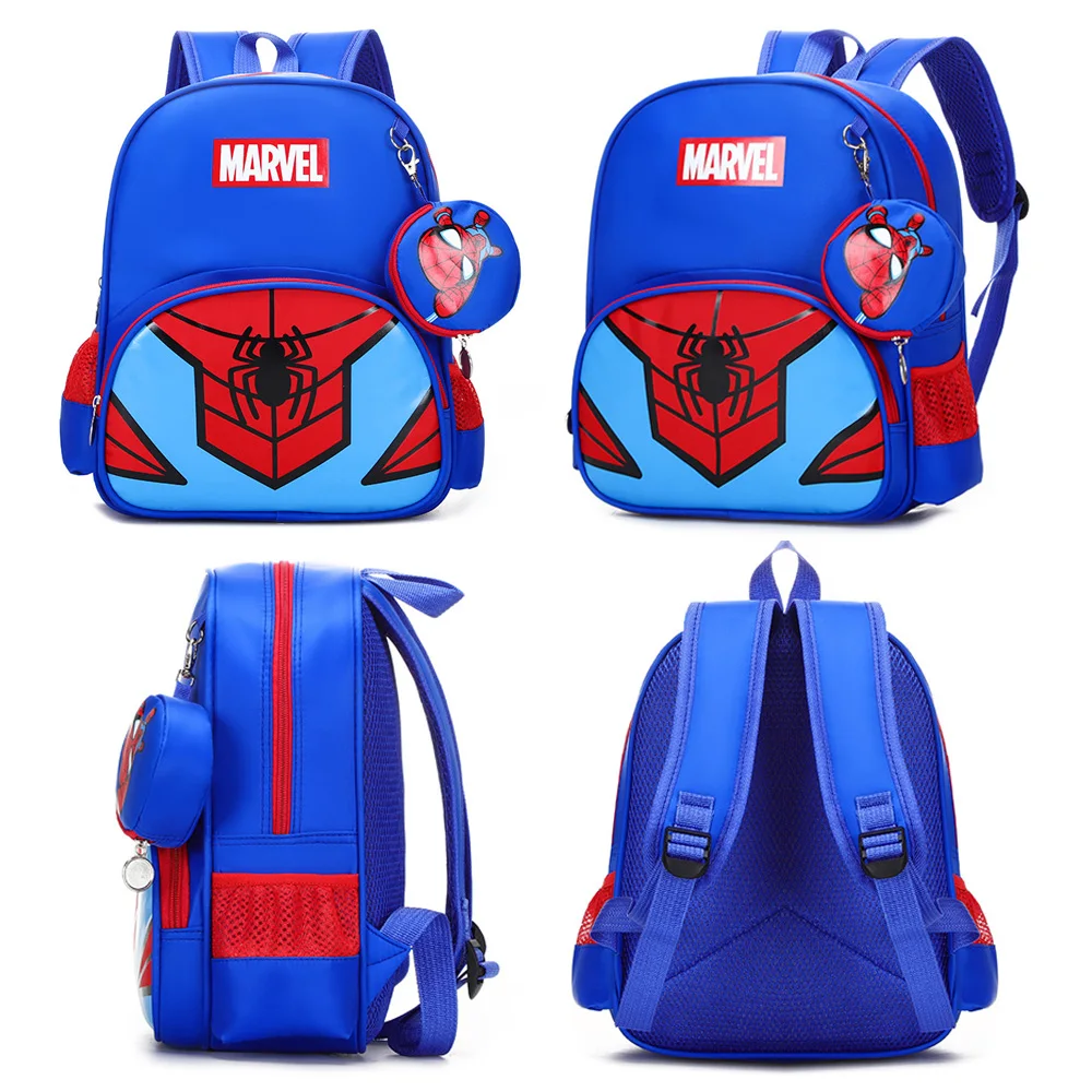 Iron Man Spiderman Captain America Children Schoolbag Marvel Periphery Anime School Bag Satchel With Pendant Bag Purse Backpacks