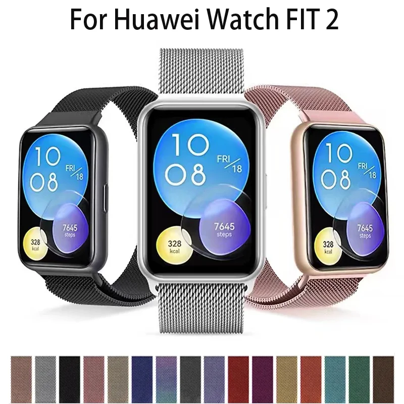 Huawei Watch用ミラネーゼループバンド、ステンレススチールストラップ、スマートウォッチバンド、メタルブレスレット、2バンドに適合