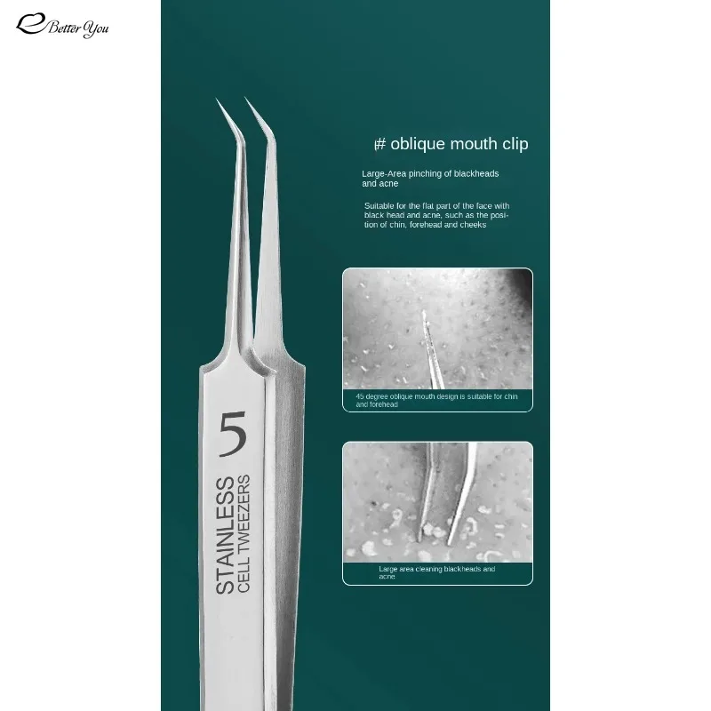 German Ultra-fine No.5 Cell Pimples Blackhead Clip 0.1mm Blackhead Remover Tweezers Black Dots Pore Cleaner Acne Needle