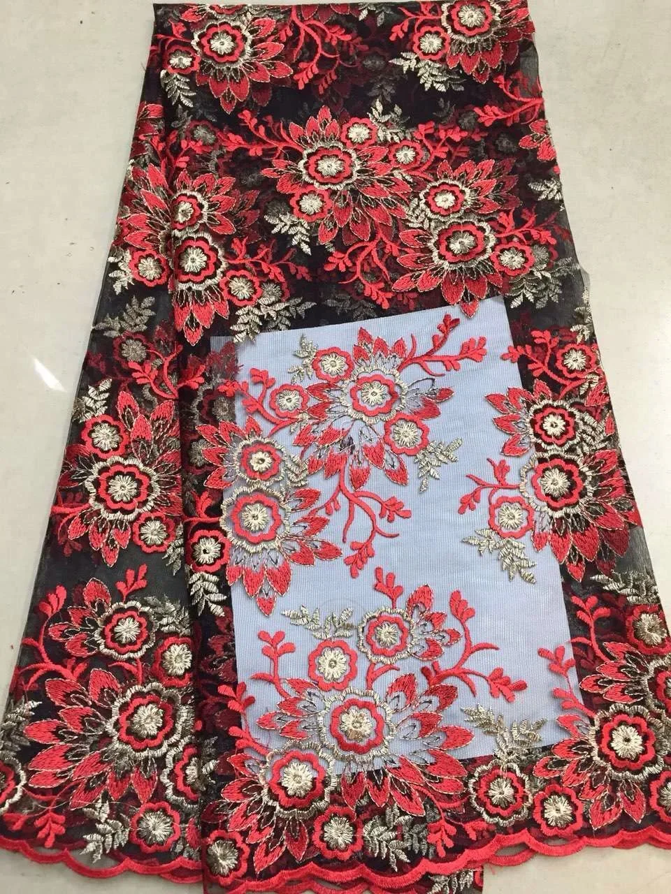 

Hot Sale African Tulle Lace Net Lace Fabric with Beads High Quality Embroidered Lace Trim French Mesh Lace for Wedding D869