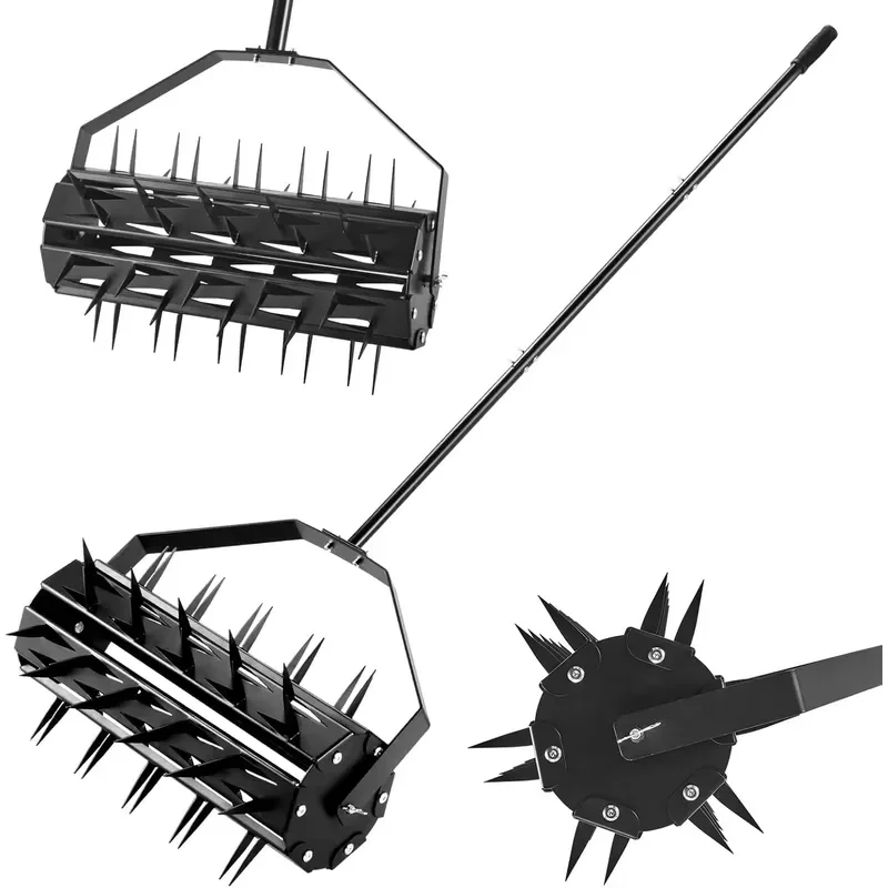 

Rotary Spike Grass Aerator Lawn Aeration Roller Rolling Spike Aeration Roller for Garden Lawns, Patio and Yard Grass Aeration