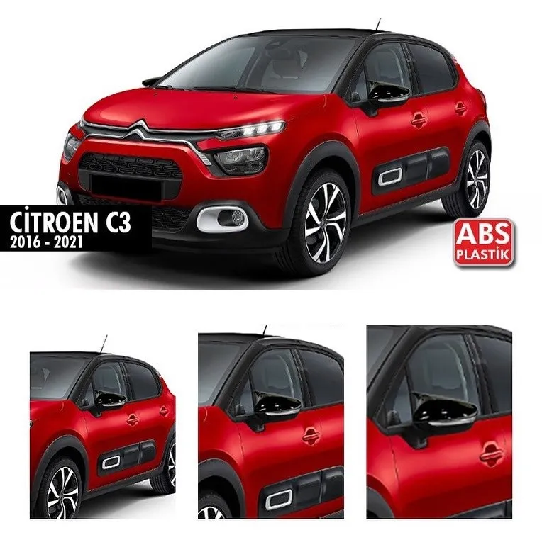 

Bat Style Mirror Cover For Citroen C3 Glossy Black, Citroen C3 2016, 2017, 2018, 2019, 2021, Piano Black, Left & Right